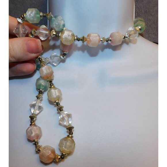 Chunky Pastel Shimmer Candycore Beaded Necklace - Picture 2 of 5